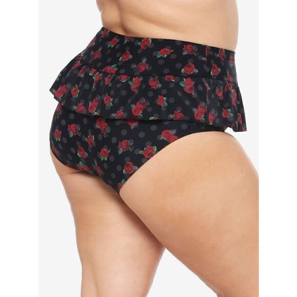 Hot Topic Rose Polka Dot Skirted High-Waisted Swim Bottoms Plus Size 1 - Picture 7 of 7